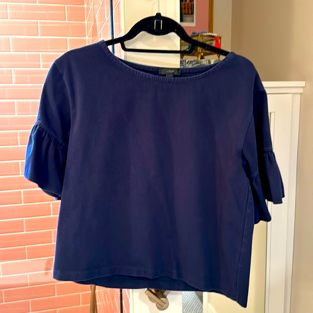 JCrew Ruffle Sleeve Top